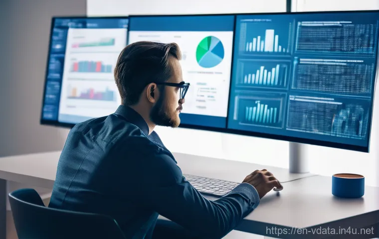 빅데이터 분석가로 성공한 사람들의 사례 - **Prompt:** A dynamic, diverse group of professional big data analysts collaboratively working in a ...