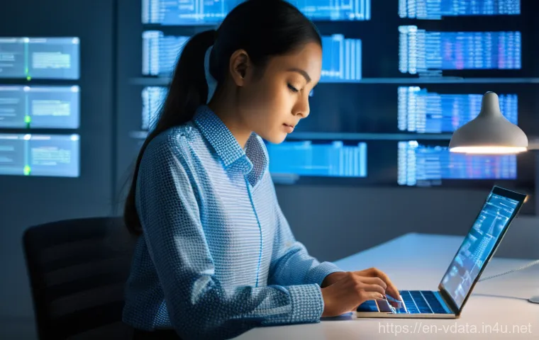 빅데이터 분석가가 읽어야 할 추천 도서 - **Prompt: "A focused young data analyst, dressed in smart-casual business attire (e.g., a crisp butt...