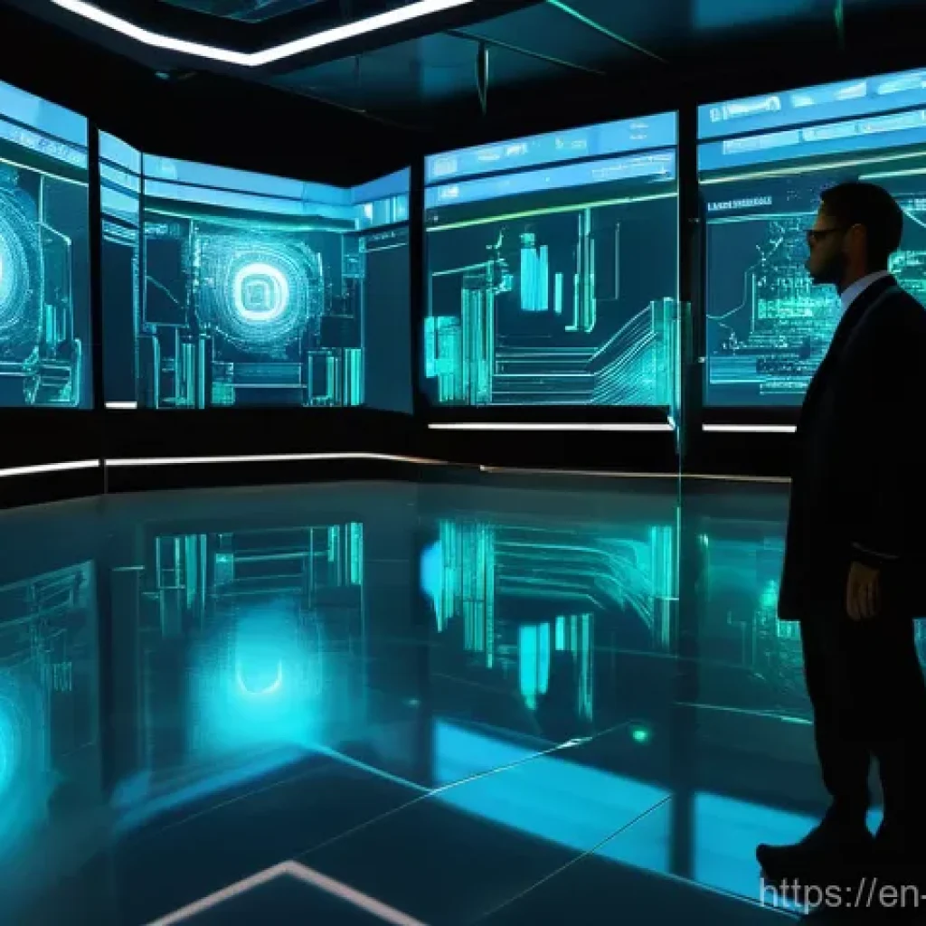 R 프로그래밍으로 빅데이터 분석하기 - A sleek, futuristic data processing facility where giant, glowing conduits channel massive streams o...